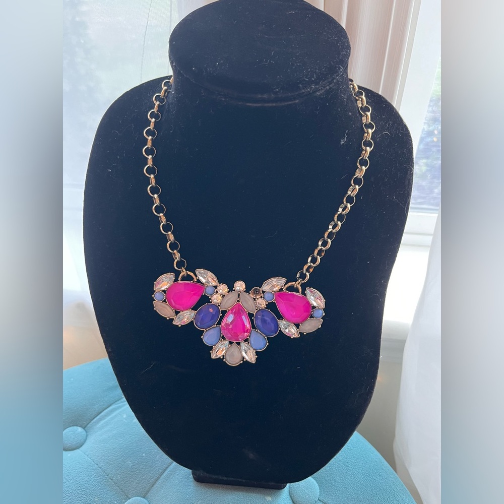 J. Crew Vibrant Pink and Blue Necklace